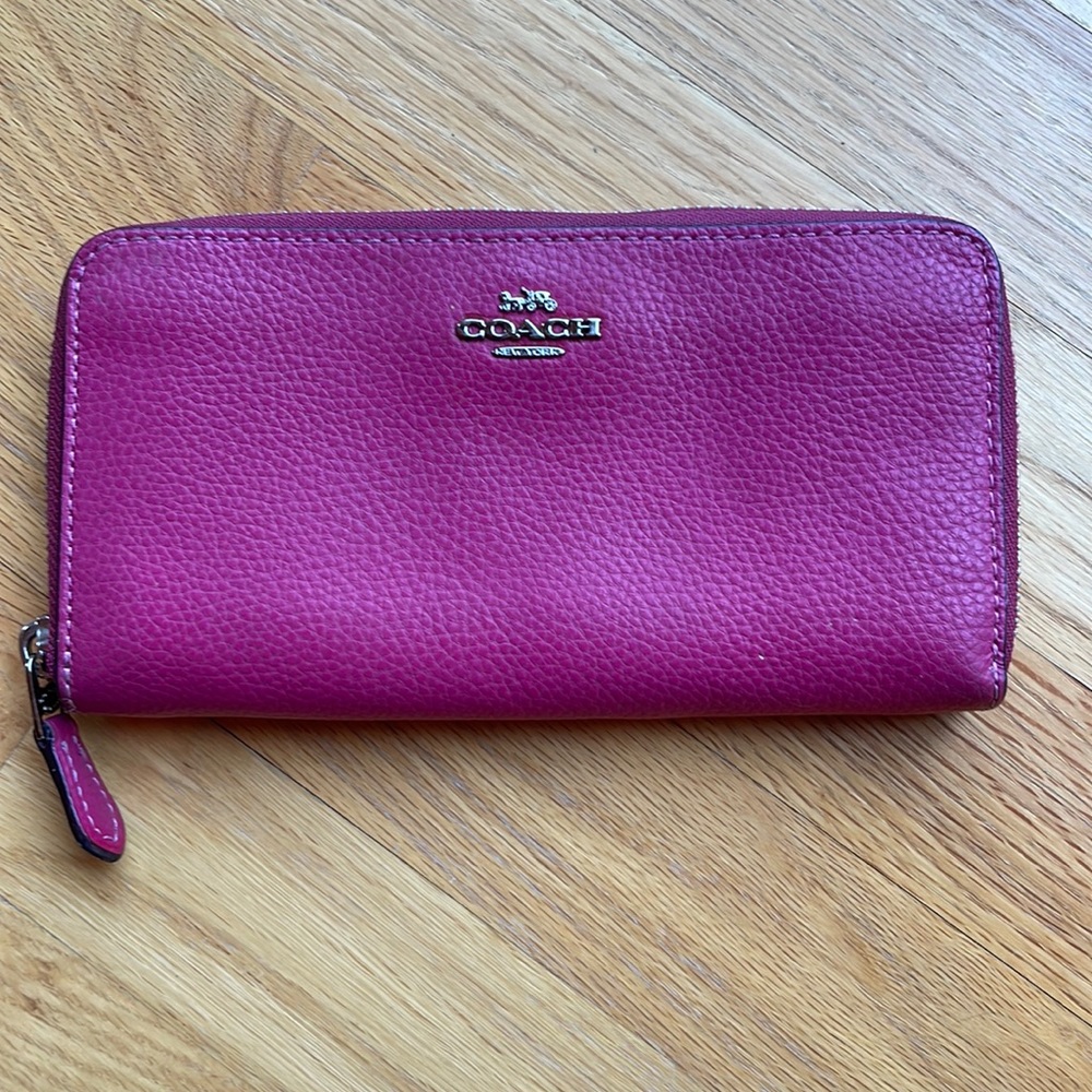 Coach pink leather accordion style wallet